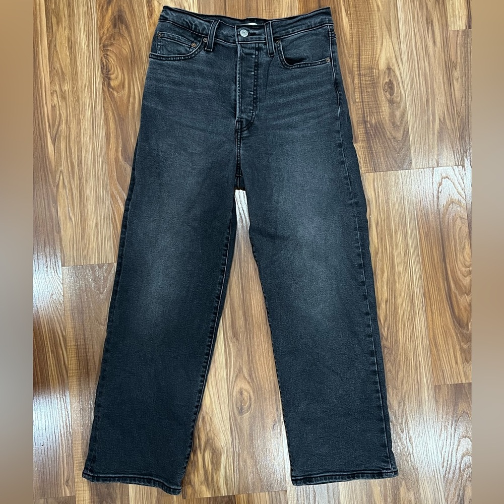 Levi’s Black Denim Jeans Ribcage Straight Ankle